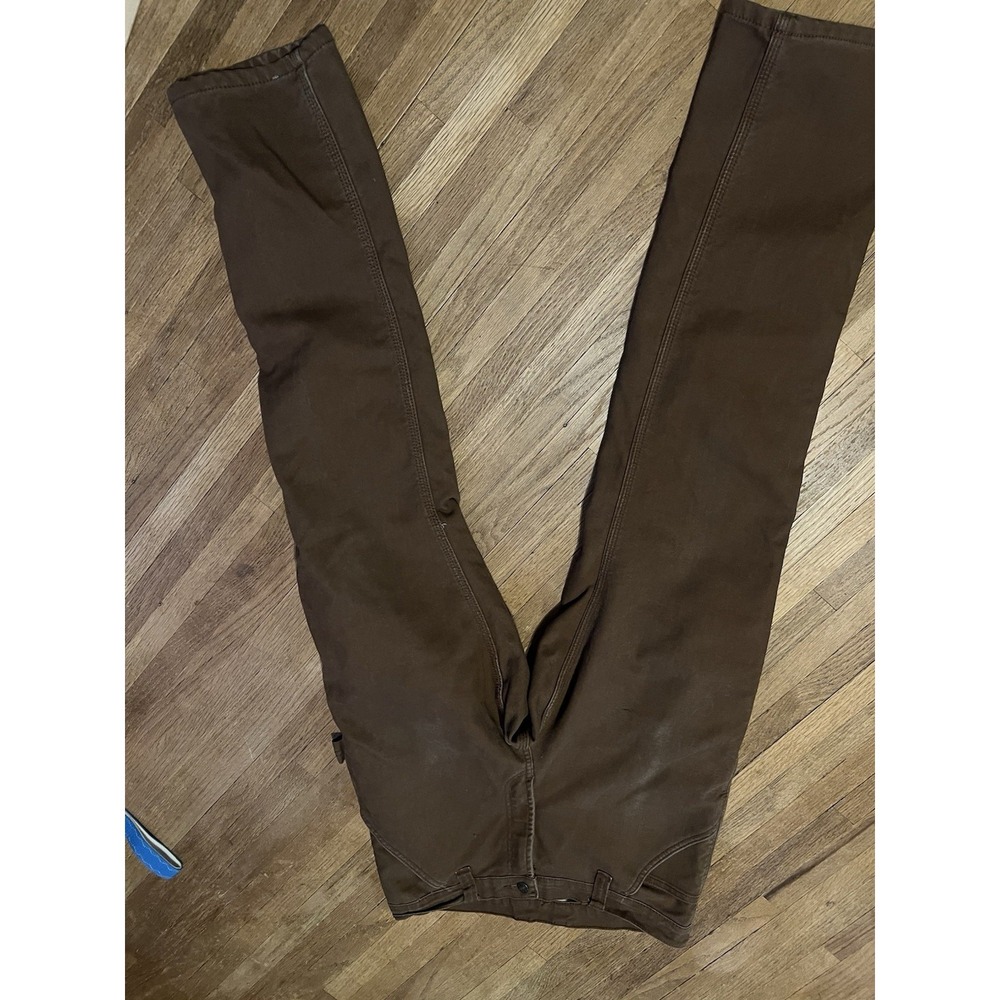 Rugged Wear Haggar Mens 32x34 Flannel Lined Brown Canvas Work Pants Straight Leg